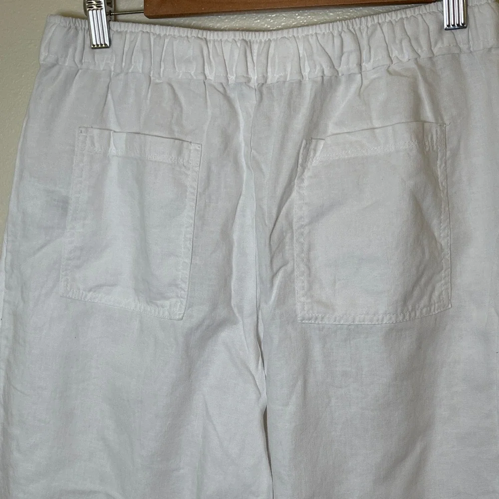 Casa Cabana Women's Linen Blend Pull on White Capris‎ Size Small